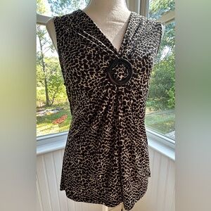 Vintage 90’s CHAUS V-Neck Leopard Print Sleeveless Blouse Top Gently Worn EUC!!!